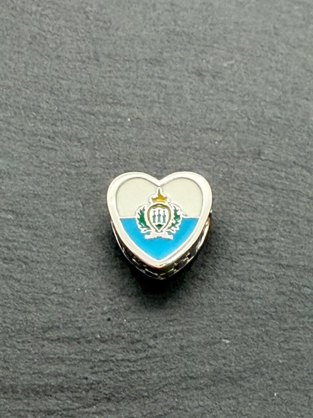 Pandora San Marino Flag Heart Charm Sterling Silver Jewelry